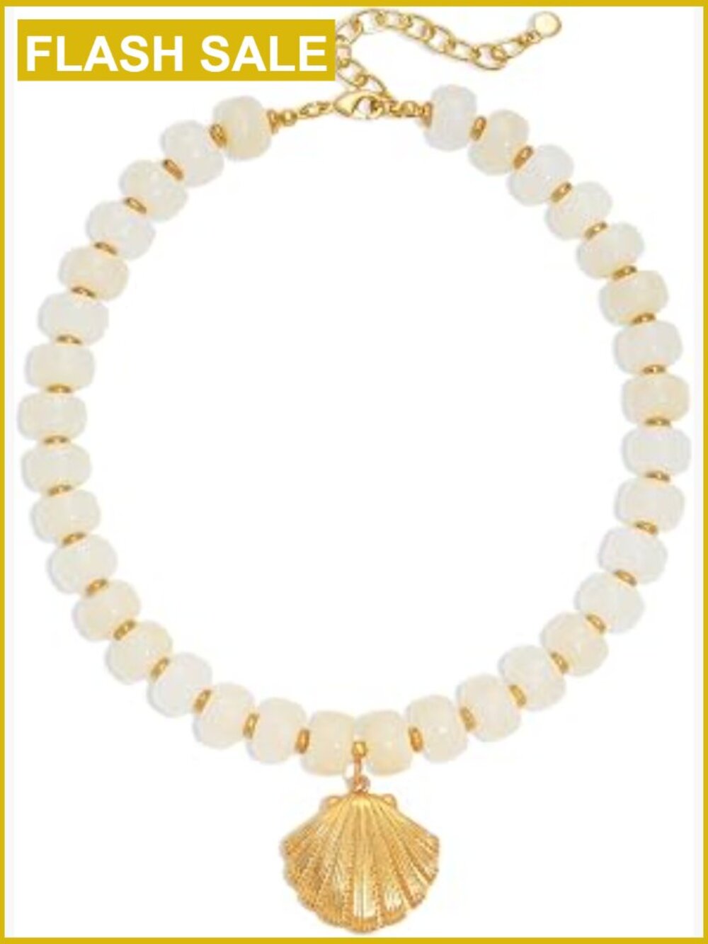 Chunky Beaded Pendant Necklace with Seashell – Summer Statement Jewelry